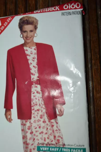 Butterick See & Sew Pattern 6160 Misses' Petite Jacket & Dress Sz 16-18-20-22-24