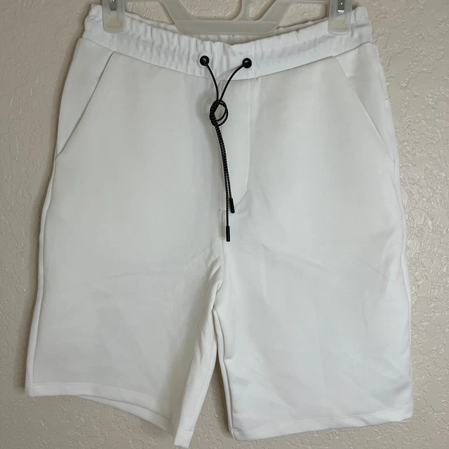 Zara Men's Shorts Solid White Size Small Pockets Pull Up Drawstring NWT