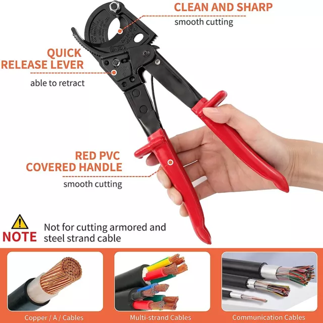 Ratchet Cable Cutter Heavy Duty Ratcheting Wire Cut Hand Tool Cut Up To 240mm² 3