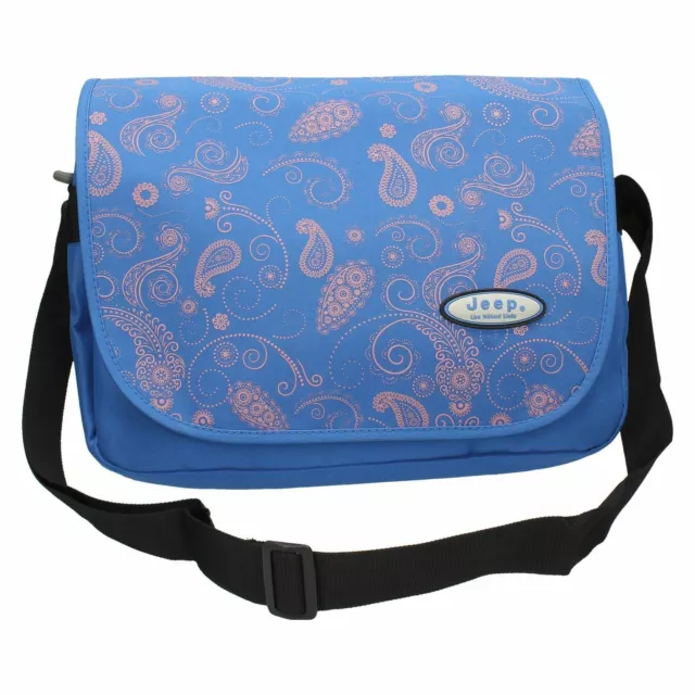 Jeep Ladies Girls Blue Floral Print School Laptop Notebook Messenger Courier Bag