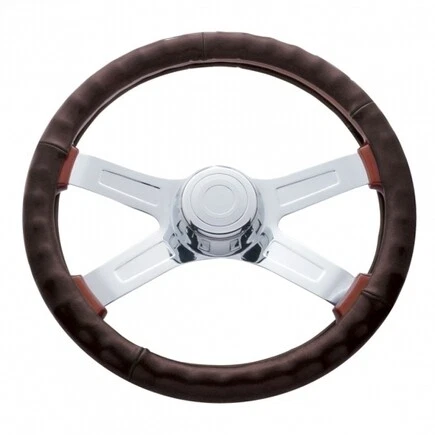 18"/ 457.20mm Leather Steering Wheel Cover - Dark Brown 4 Spoke Quantity; 70112