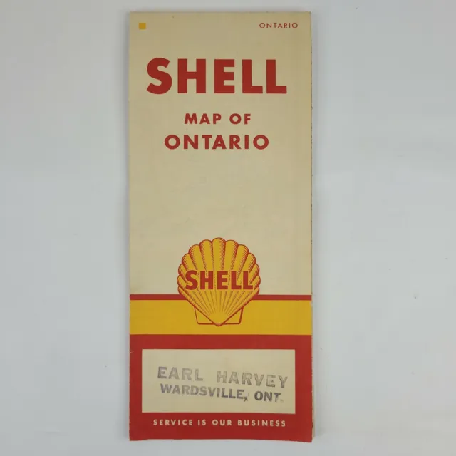 1961 SHELL OIL Road Map of Ontario Earl Harvey Wardsville H.M. Gousha ...