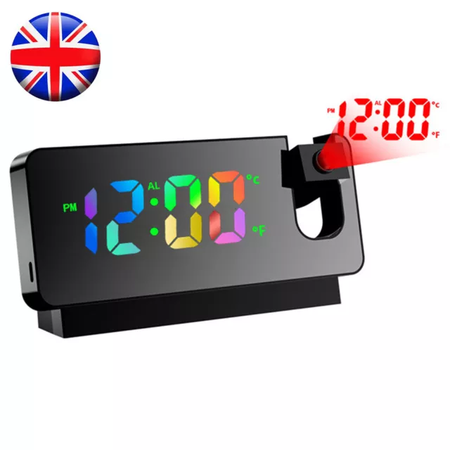 Led Smart Digital Alarm Clock Projection Temperature Projector Lcd Display Time