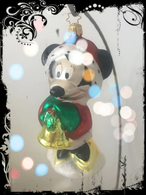 Cute Authentic Christopher Radko Disney MINNIE MOUSE Blown Glass Ornament Mickey