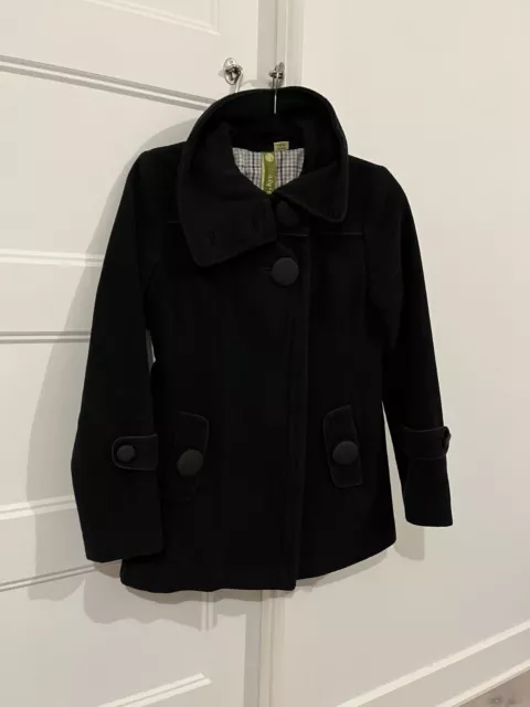 SALE | Pre-Owned Soia & Kyo Margo Tartan lining wool coat w/ collar | Black | S 2