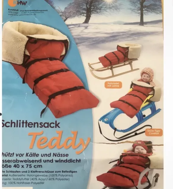 KHW Rodelsack Teddy rot NP 59,-   Schlittensack , Fußsack - TOP