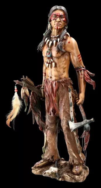 Indianer Figur mit Tomahawk - Krieger Statue Western Deko 2