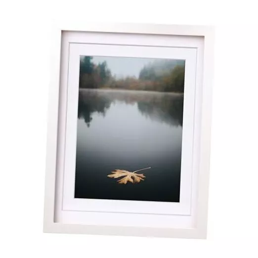 Picture Frame Covered by Plexiglass Made of Solid Wood, Display 12x16 White