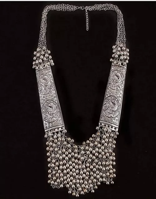 Afghan Bollywood Style Indien Créateur Argent Oxydé Boho Bijoux Necklace