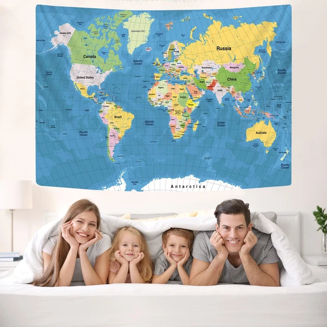 40 x 60 NEW World Map Wall Decor - Classroom World Map Decorations Geography