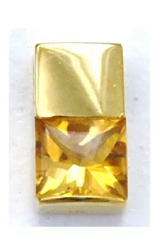 18K 750 Yellow Solid Gold Tank Square Topaz Citrine pendant Japan