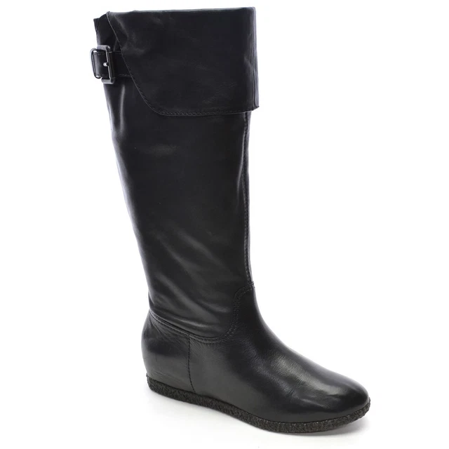 LADIES GEOX DONNA Mendi Fold Over Knee Boots 38 7.5 Black