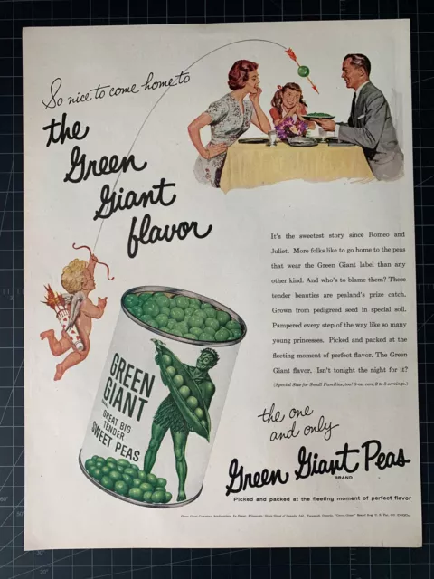 Vintage 1957 Green Giant Peas Print Ad