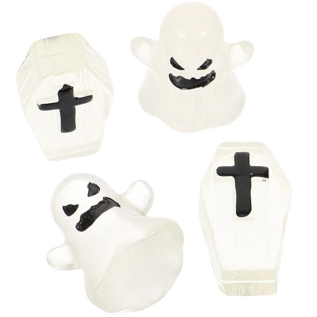 4 pcs Halloween Résine Parures Diy Micro Paysage Ornements Lumineux Maison De