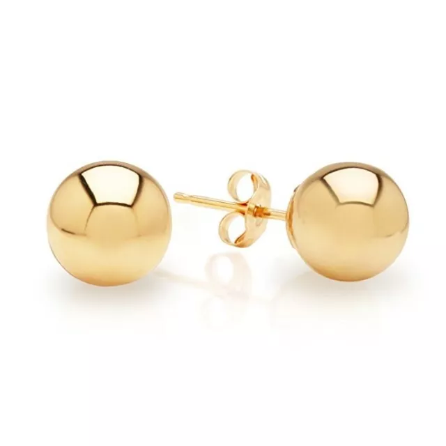 14K YELLOW GOLD Ball Stud Earrings - Genuine Gold - 3mm,4mm,5mm,6mm,7mm ...