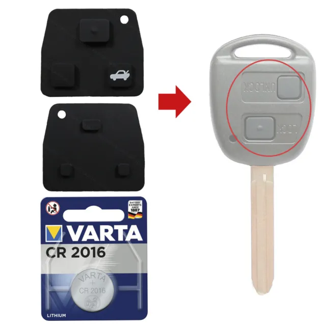 Auto Schlüssel Tastenfeld +BATTERIE passend für Toyota Avensis Aygo Corolla RAV4