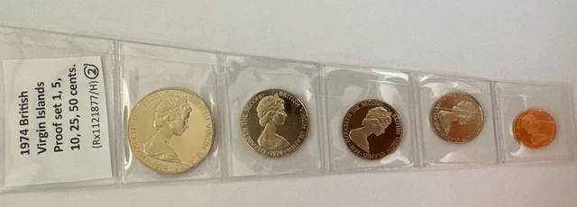 1974 British Virgin Islands Proof set (1,  5, 10, 25, 50 cents) (Rx1121877/H)/2