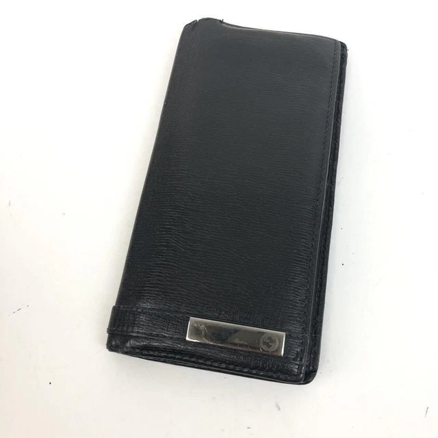 GUCCI Leather Bi fold Long Wallet Black Men s Brand