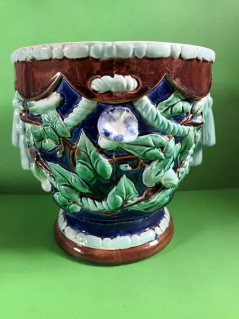 Jardinière Cache Pot en Céramique Barbotine Fleur Guirlande - Holdcroft Majolica