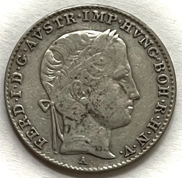 1837 A Silver Austria 3 Kreuzer Ferdinand Imperial Eagle Coin KM#2191