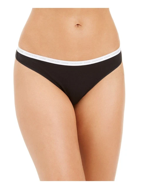Calvin Klein Women's CK One Cotton Thong Panty, Black, X-Small