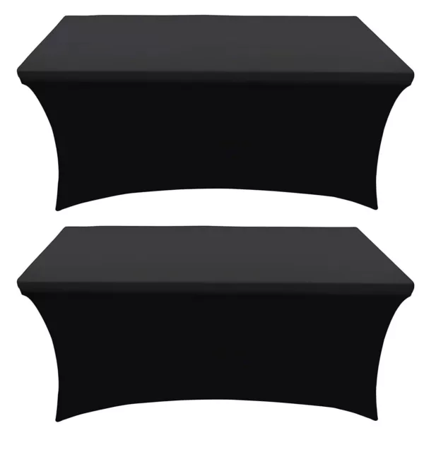 2 Pack Black 30x96 8 Foot Fitted Spandex Table Cover  - by Banquet Tables Pro