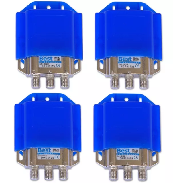 4x DiSEqC-Schalter 2/1 BESTGermany Wetterschutz SAT Umschalter 4K UHD Switch LNB