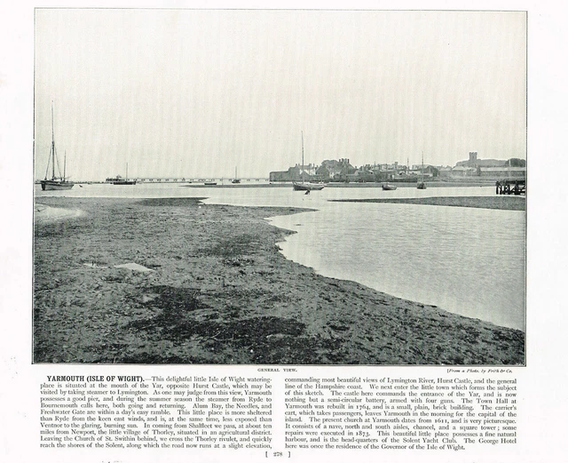 Yarmouth Isle Of Wight Across The Yar Antique Picture Old Print 1895 RTC#278