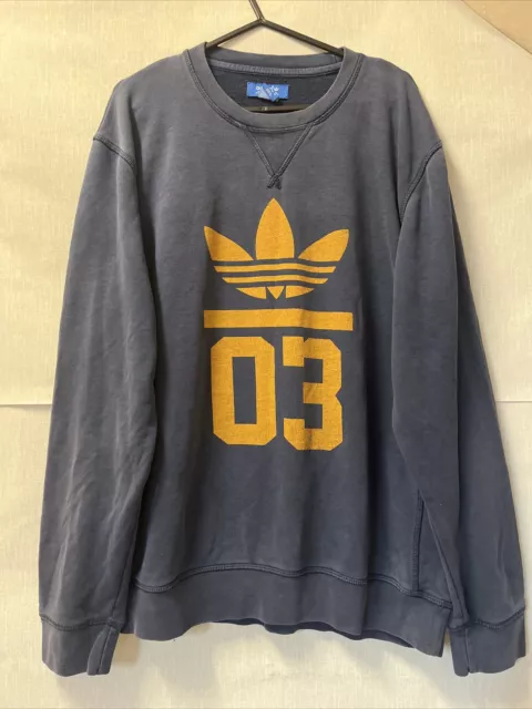 ADIDAS Felpa Grafica Uomo Maglione Medio Blu Navy Poliestere 03 Trifoglio