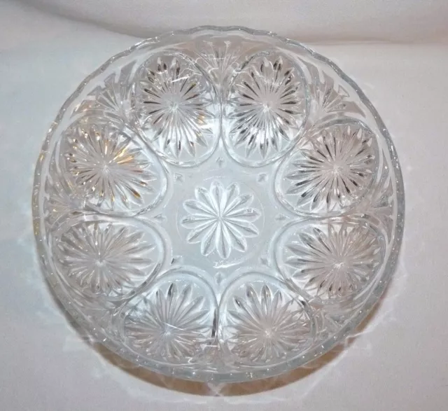 Vintage EAPG Clear Cut Glass Candy Snack Serving Bowl Dish  8" Scalloped Edge