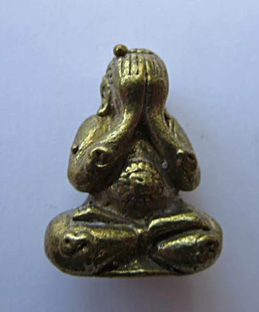 Amulett, Buddha verschließt die Augen,  Phra Pidta, Bronze, Buddha,