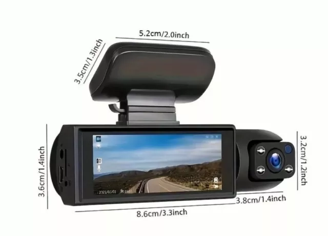 DASHCAM Caméra de Tableau de Bord de Voiture Full HD 1080p Avant et Intérieur