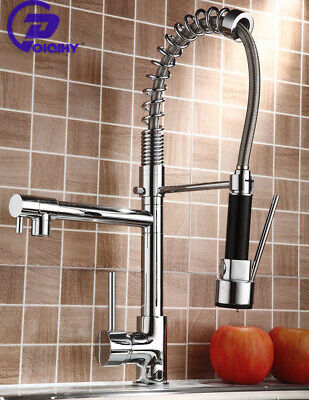 Chrome Kitchen Faucet Swivel Single Handle Sink Pull Down Sprayer Mixer Tap