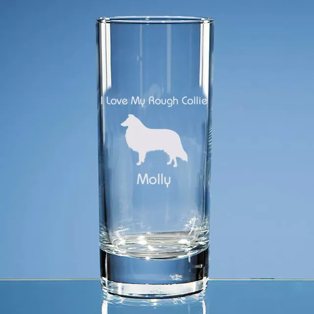 Rough Collie Dog Lover Gift Personalised Engraved Quality Highball Glass