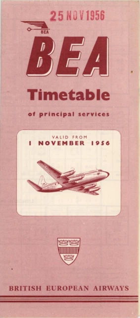 1956 BEA TT (British European Airways) w/Route Mao & Viscount on cover