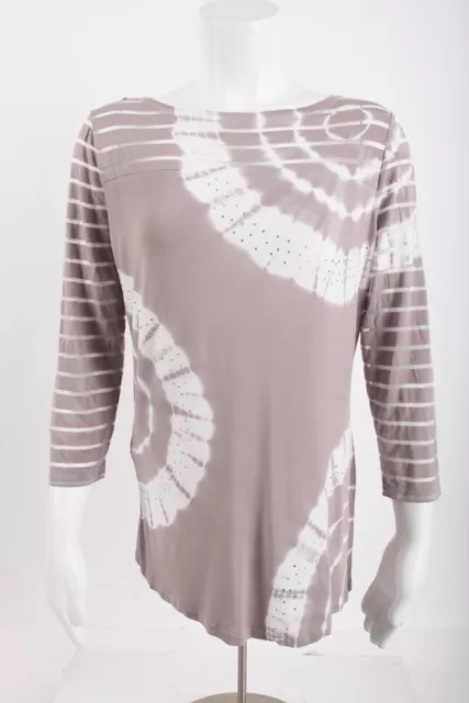 INC International Concepts Womens Tie Dye Top Shirt PL Petite Large Gray White