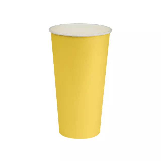 50x Paper Cold Drink Cup 22oz / 650mL Yellow Milkshake Slushie Frozen Juice