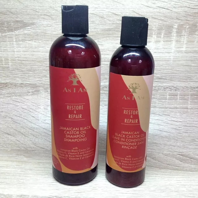 AS I AM RESTORE ET REPAIR SHAMPOING ET CONDITIONER SANS RINCAGE cheveux frisés