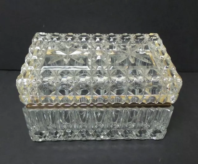 VINTAGE HEAVY FRENCH CRYSTAL JEWELRY CASKET BOX, c. 1930's, BACCARAT??
