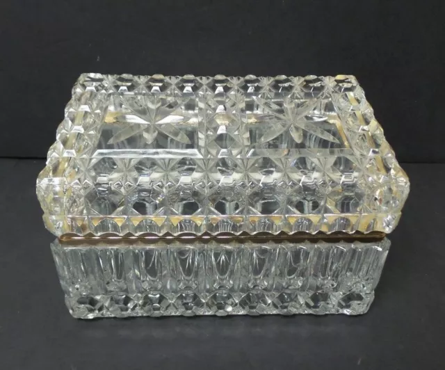 VINTAGE HEAVY FRENCH CRYSTAL JEWELRY CASKET BOX, c. 1930's, BACCARAT