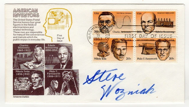 Steve Wozniak Autographs First Day Issue 1983 ~ American Inventors (Full Name!)
