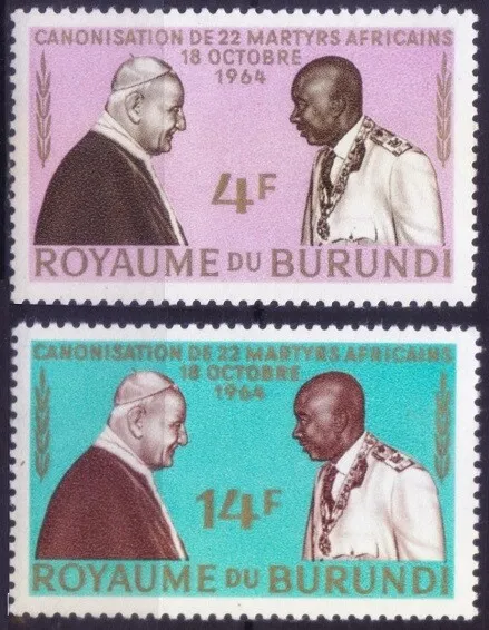 Burundi 1964 MNH 2v, Pope, Religion