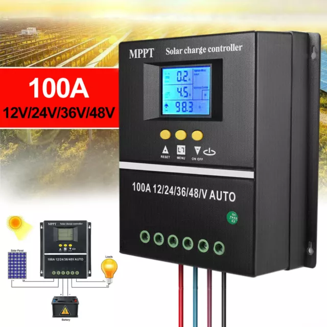 100A MPPT Solar PV Regler 4000W 12V-48V Solarladeregler Controller LCD Display y