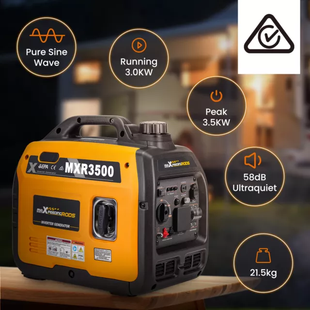 Portable Inverter Generator Compact 3.5KW 3KW Quiet Lightweight Gasoline 58dB