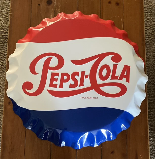 LARGE VINTAGE 27” Pepsi Cola Soda Pop Bottle Cap Stout Embossed Metal