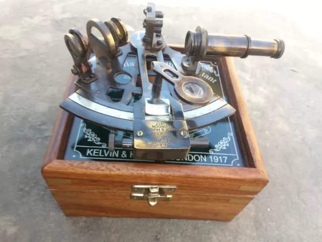 Antique Nautical Working German Marine Sextant w/ Wooden Box brass Sextant gift