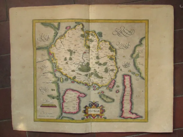 CARTE DE FIONIE et îles voisines, vers 1610. DANEMARK par Mercator.