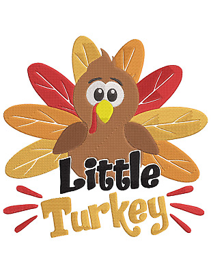 Patrón de diseño de máquina de bordar Little Turkey Thanksgiving PES JEF HUS DST EXP