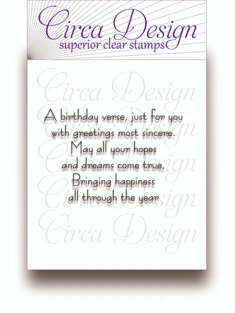 Clear Unmounted Birthday Verse Sentiment Rubber Stamp BDVS14