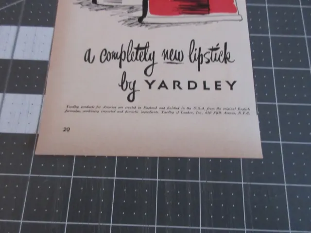 1950 rouge à lèvres Yardley, jolie publicité imprimée rose 2